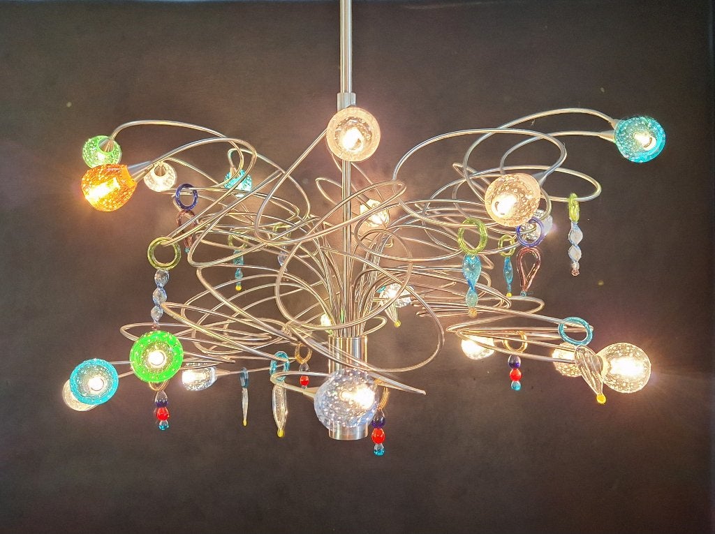 vintage Dutch design lamp naar ontwerp Harco Loor Strawberry, Ophalen, Glas, 75 cm of meer, Gebruikt
