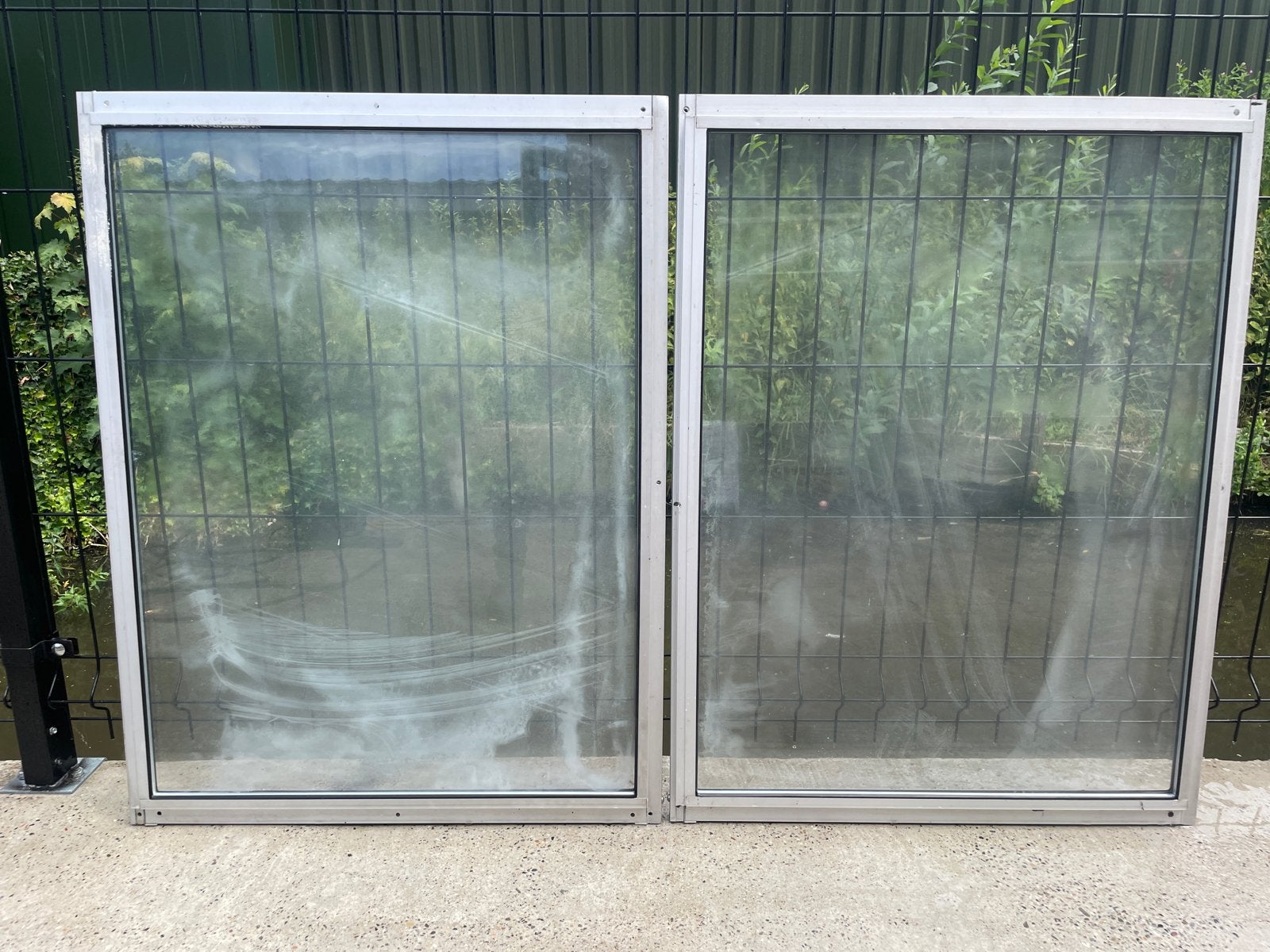 Glaspaneel / voorzetraam dubbelglas in aluminium profiel, Ophalen, Gevelraam of Ruit, Gebruikt, 80 tot 120 cm
