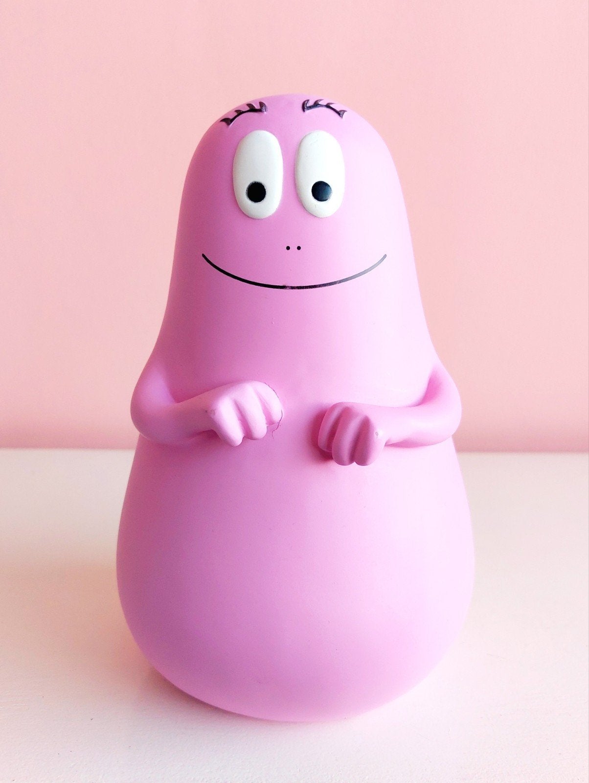 Roze Barbapapa spaarpot Plastoy 2005 AT & Kodansha, Verzamelen, Spaarpotten, Gebruikt, Strip- of Tekenfilmfiguur, Kunststof, Ophalen of Verzenden