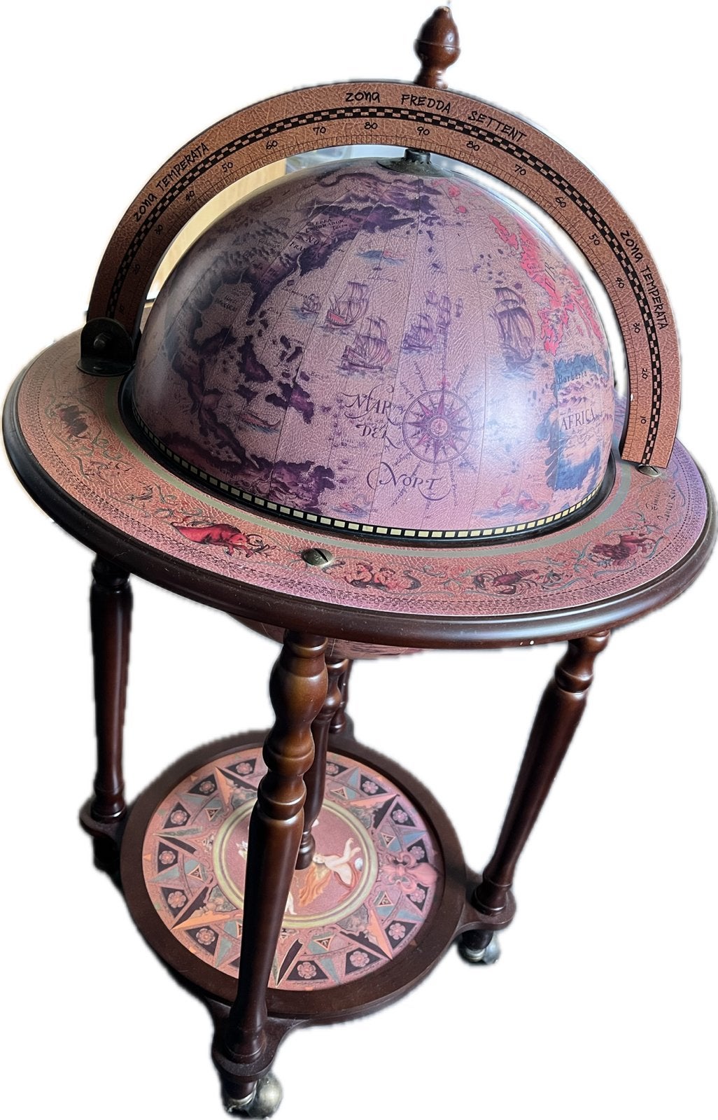 Wereldbol, bar globe van Brulo, Ophalen, Zo goed als nieuw