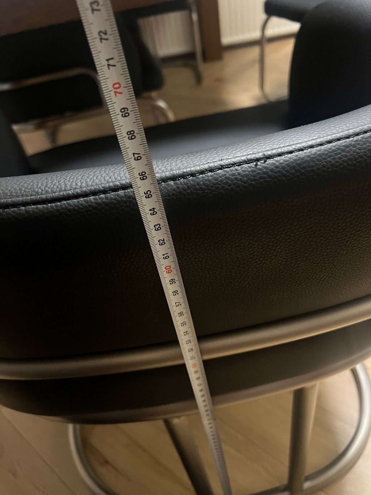 Zwarte eetkamerstoelen met metalen frame, Ophalen, Gebruikt, Zwart, Leer