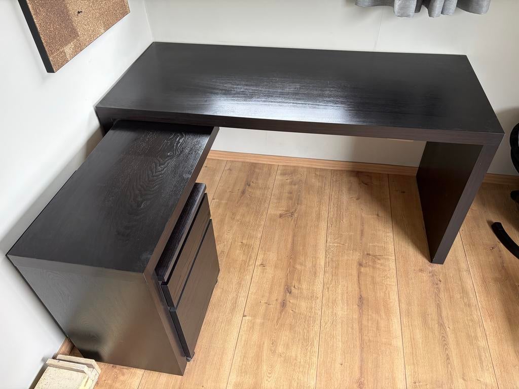 IKEA Bureau met ladekast - hoekbureau, Ophalen, Gebruikt, Hoekbureau, Bruin
