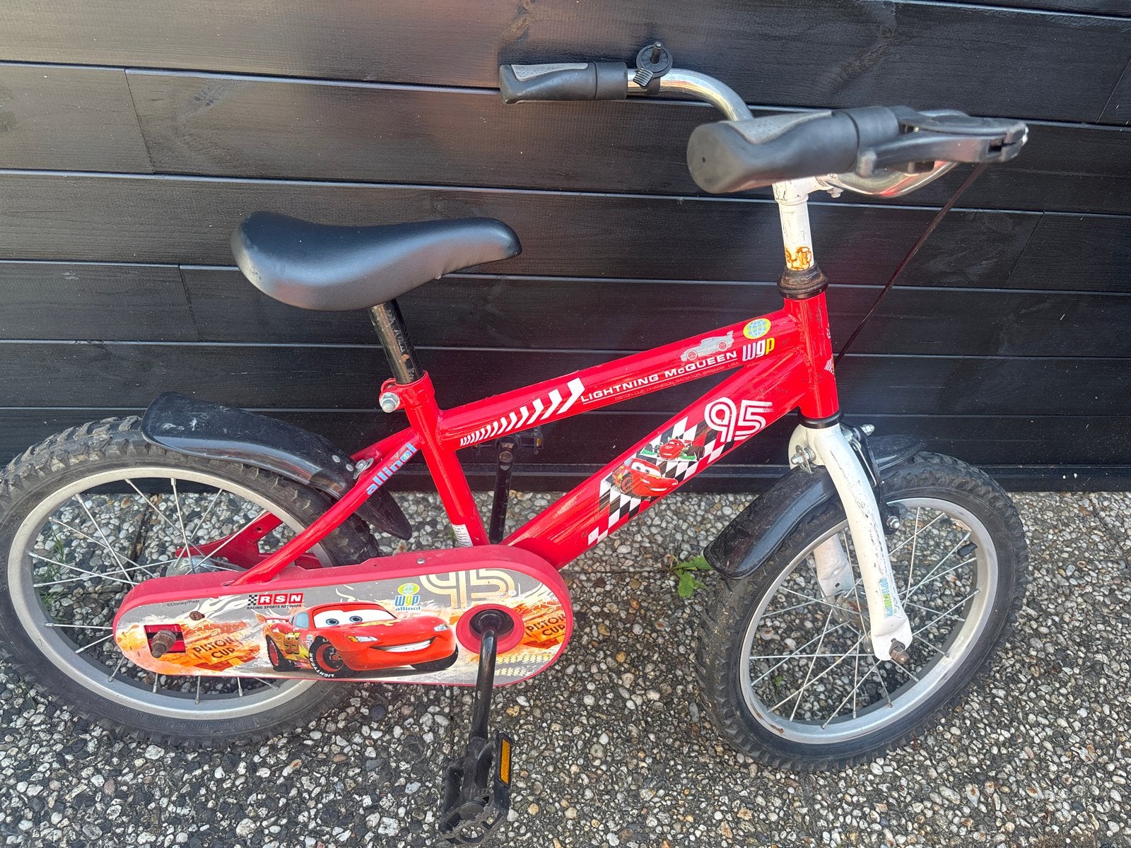Cars kinderfiets 16 inch - Lightning McQueen, Ophalen, Gebruikt, Terugtraprem, 16 tot 20 inch