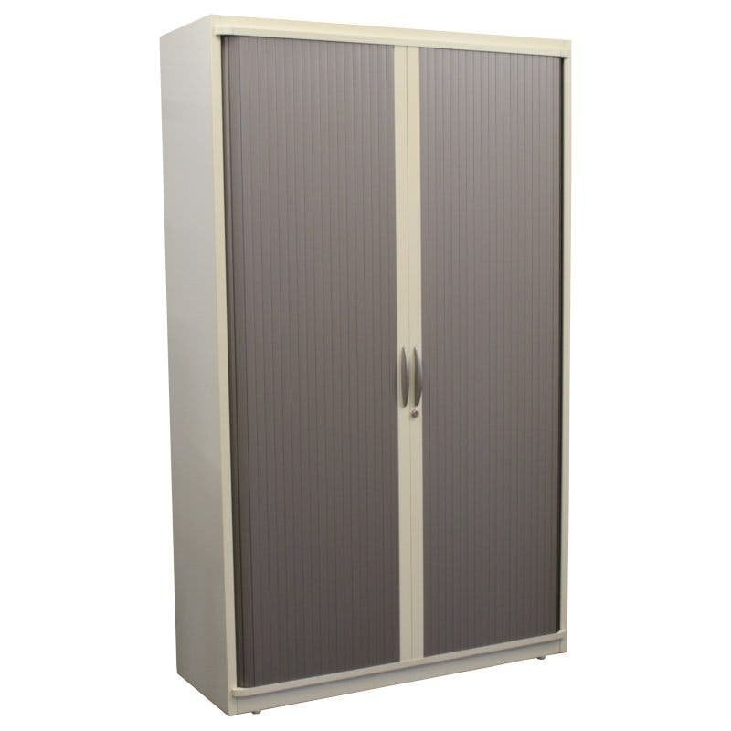Steelcase Roldeurkast Lichtgrijs Zilvergrijs 198 x 120 x 43, Gebruikt, 100 tot 150 cm, Meerdere deuren, Ophalen of Verzenden