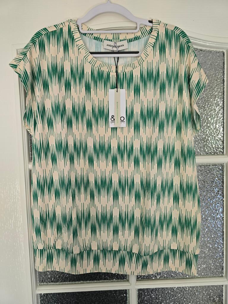 Nieuw &co woman andcowoman and cowoman xl groen creme, Maat 46/48 (XL) of groter, Nieuw, Ophalen of Verzenden, Korte mouw