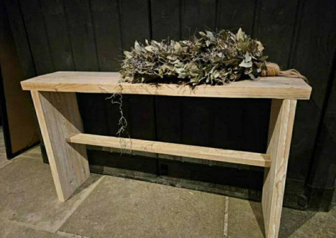 Steigerhouten bankje - bank - kruk - tafel - bijzettafel, Ophalen, 50 tot 100 cm, Nieuw, Minder dan 25 cm