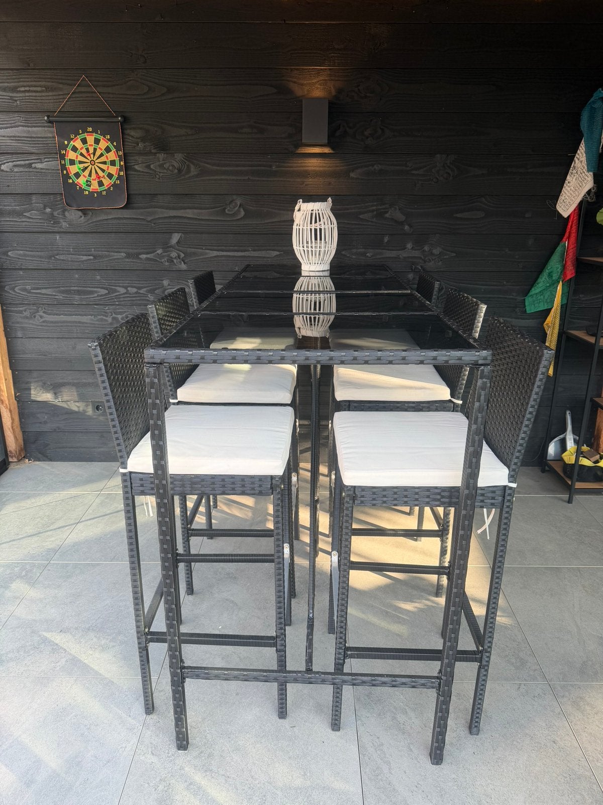 Tuinset, bar model, 7-delig, tafel met 6 stoelen, antraciet, Ophalen, Zo goed als nieuw, 6 zitplaatsen, Tuinset
