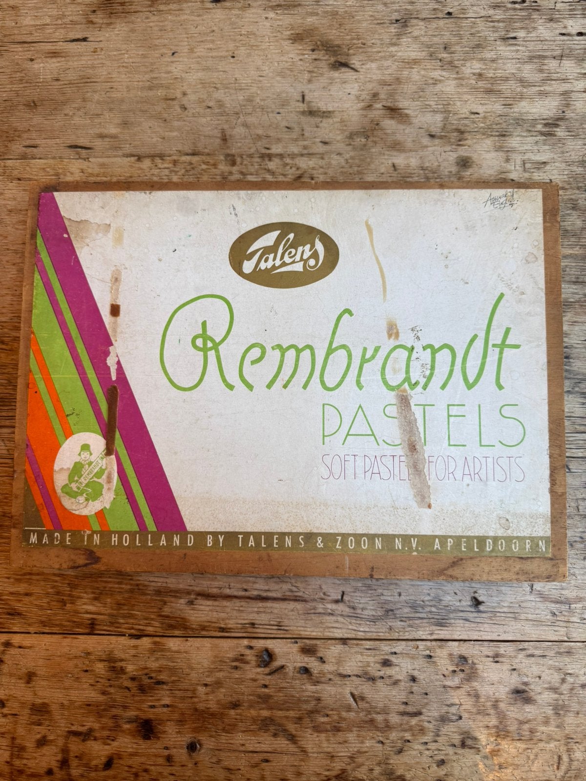 Rembrandt pastels grote houten doos Talens en zoon, Ophalen of Verzenden, Gebruikt, Overige typen