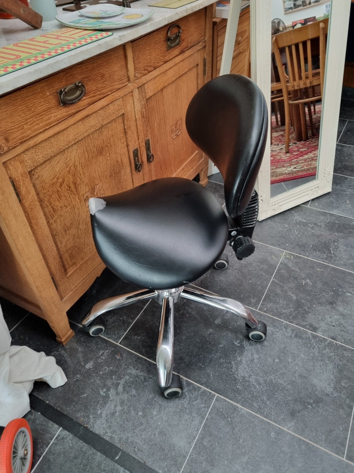 atelier kruk stoel zadelkruk, Ophalen, Gebruikt, Zwart