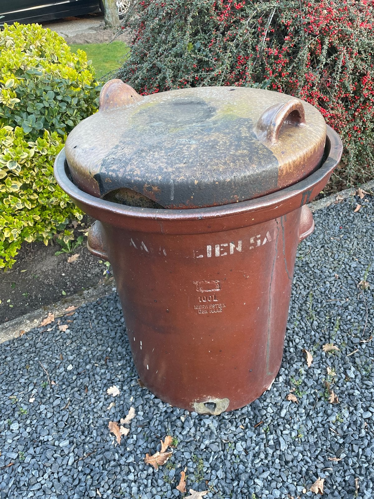 Antieke aardewerken pot/ton - 100L - Mieremet & Zonen, Ophalen of Verzenden