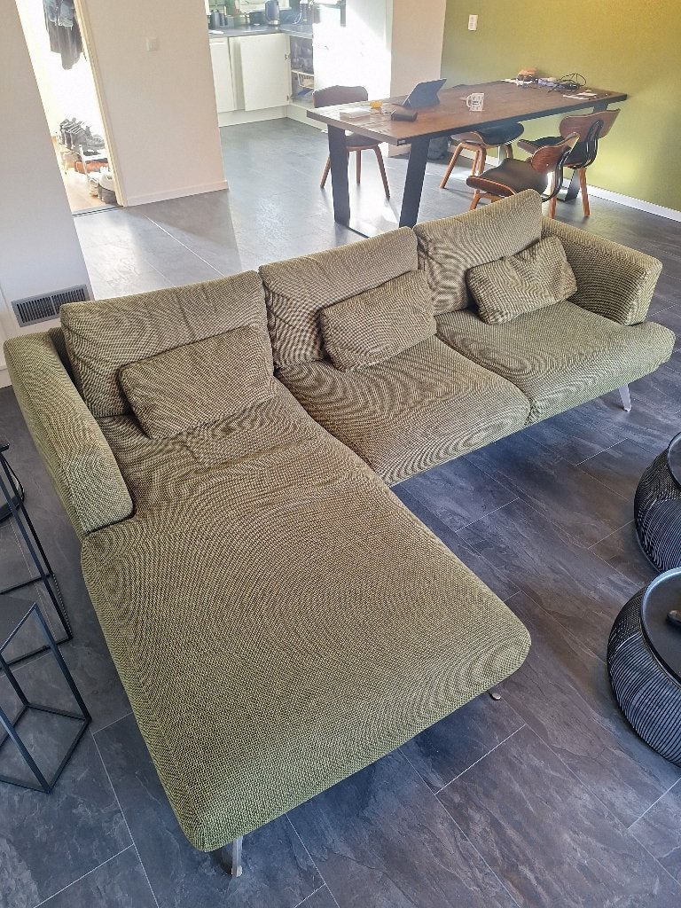 Goossens hoekbank 2.5 zits | donker limoen | metalen poten, Huis en Inrichting, Ophalen, 250 tot 300 cm, Kunststof, Hoekbank