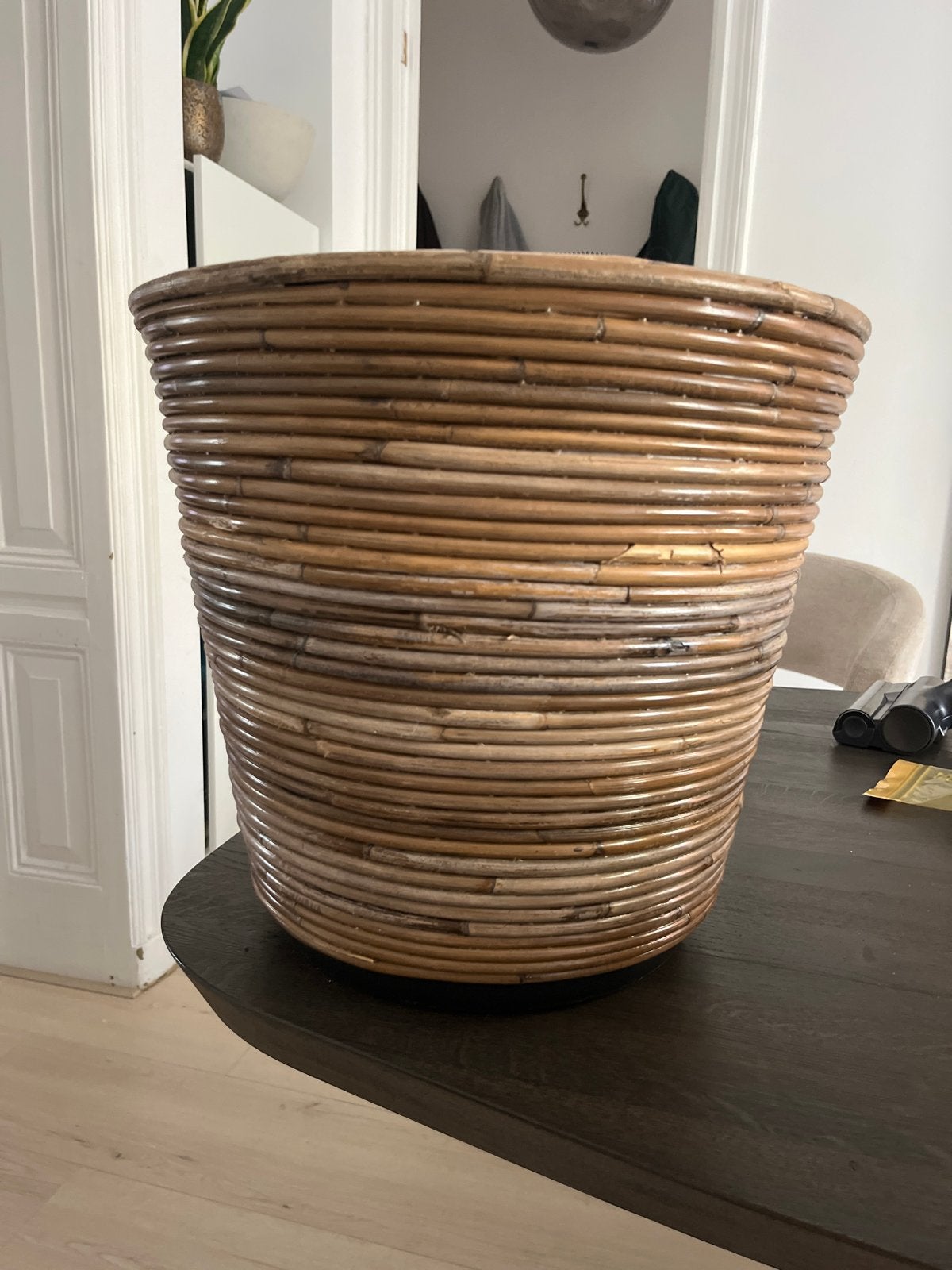 Rieten plantenbak - Diameter 32,5 cm, Hoogte 36,5 cm, Ophalen, Overige materialen, Gebruikt, Rond