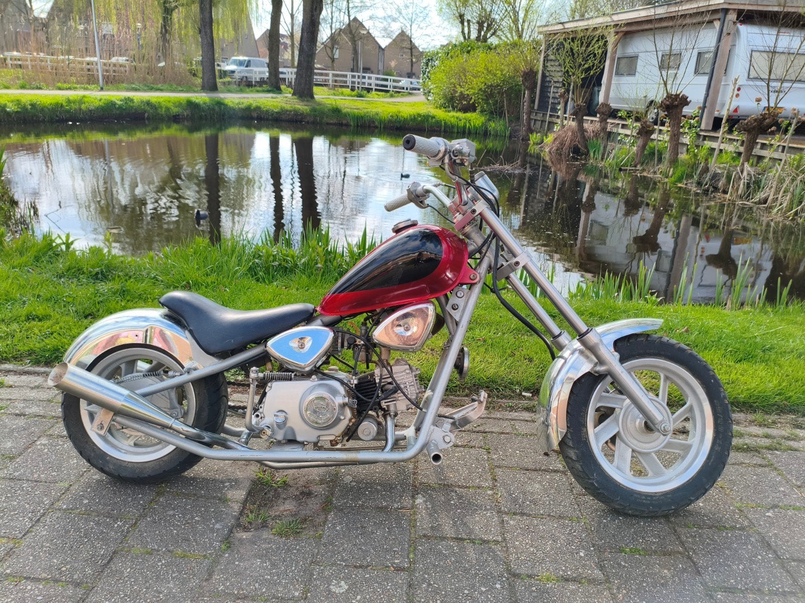 Unieke handgemaakte mini chopper 50cc 4-takt, Fietsen en Brommers, Gebruikt, Overige typen, Ophalen of Verzenden, Handgemaakt