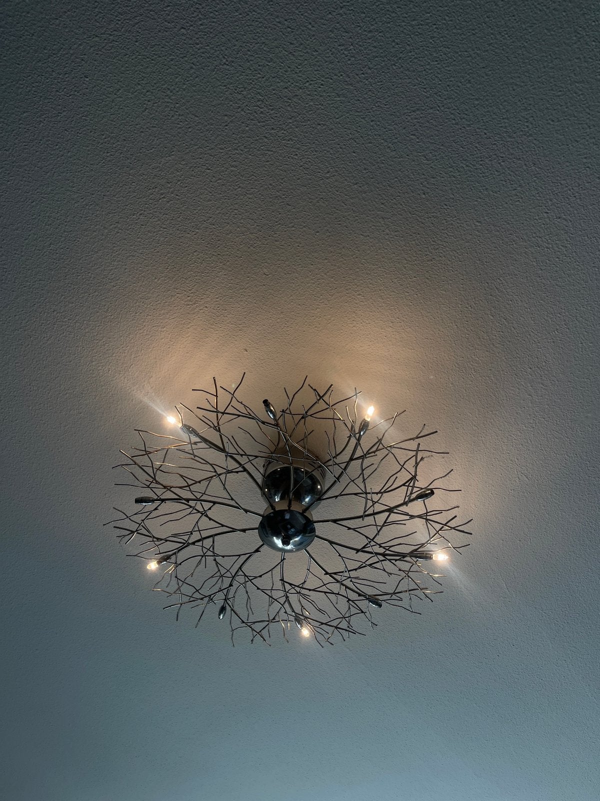 Design plafondlamp takken/twijgen, chroom — set van 2, Huis en Inrichting, Lampen | Plafondlampen, Zilver, Ophalen of Verzenden