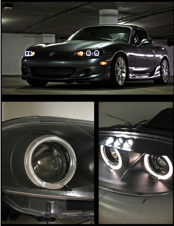 JapPower Koplampen set zwart - Mazda Mx-5 Mx5 NBFL 01-05, Ophalen of Verzenden