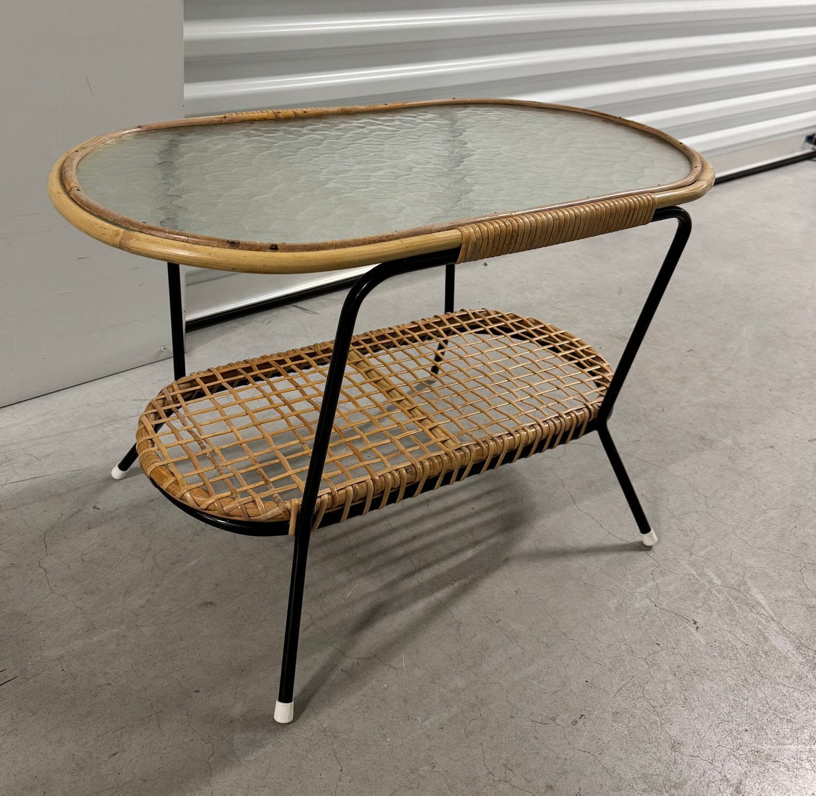 Rohé noordwolde - vintage rotan coffee table 1950, 55 tot 75 cm, Vintage Rotan '50-'60, Ovaal, Ophalen