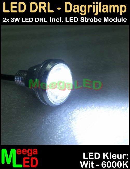 LED Auto Strobe set Wit 2x 3W Zilver RF afstandsbediening, Ophalen of Verzenden