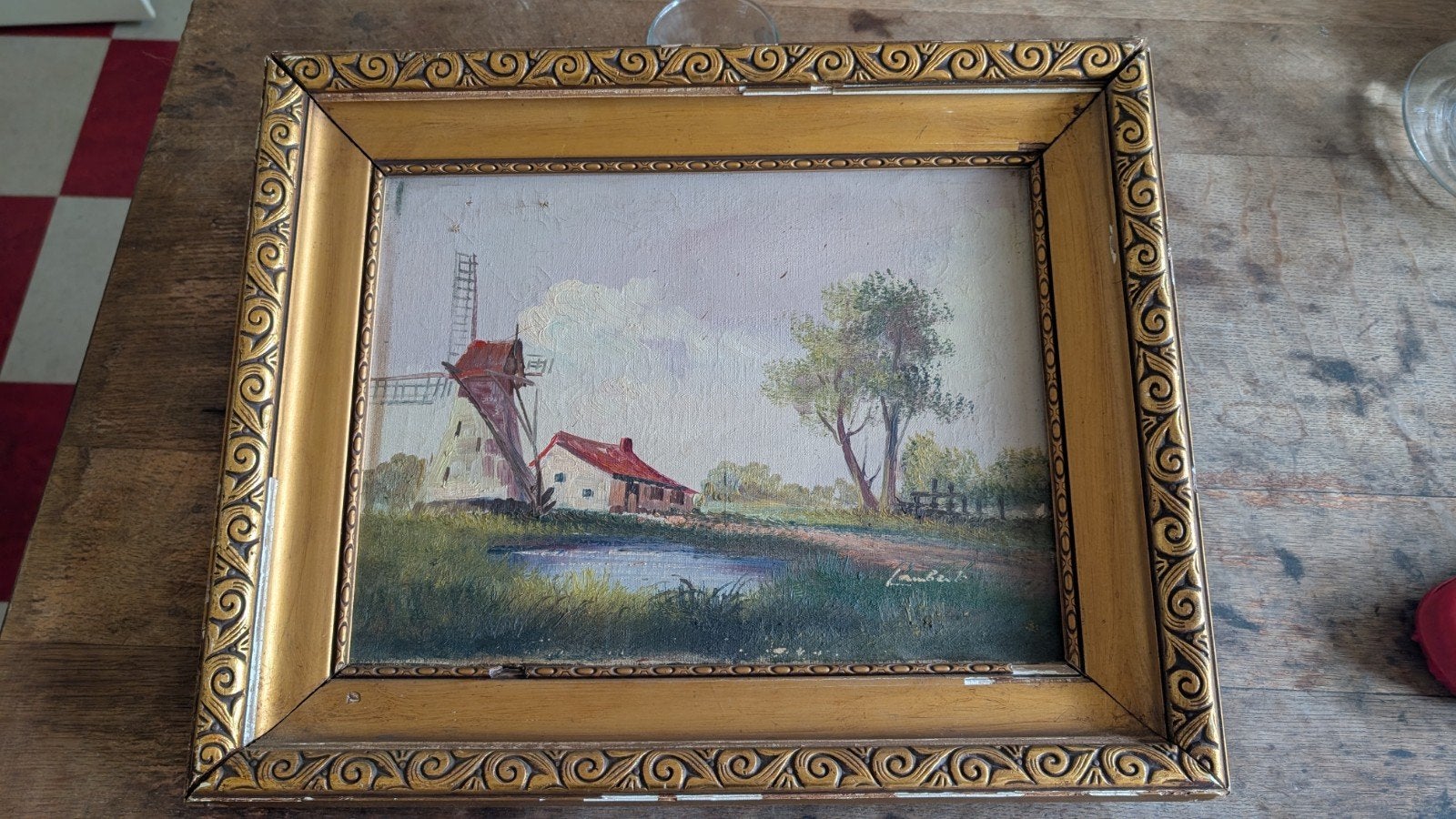 Oud schilderij van Lambert - Hollands landschap met molen, Ophalen, Doek, Oud hollands, Origineel werk