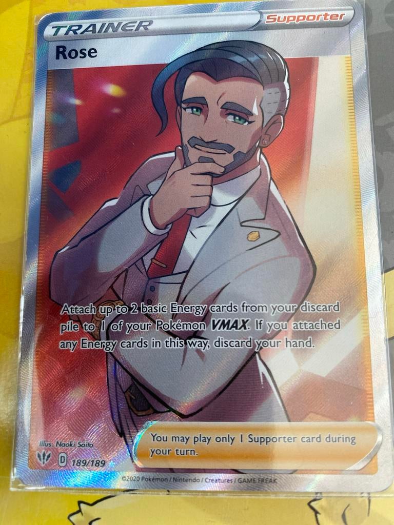 Pokémon TCG Rose Supporter Trainer Kaart 189/189, Ophalen of Verzenden, Zo goed als nieuw, Losse kaart, Foil