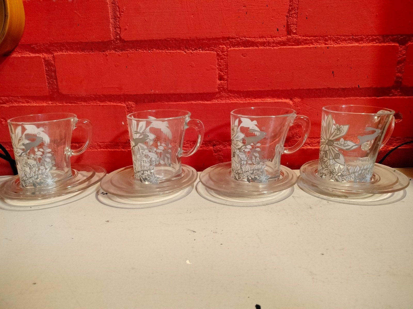 Senseo glazen met schotels - Tord Boontje design, Glas of Glazen, Gebruikt, Overige merken, Ophalen of Verzenden