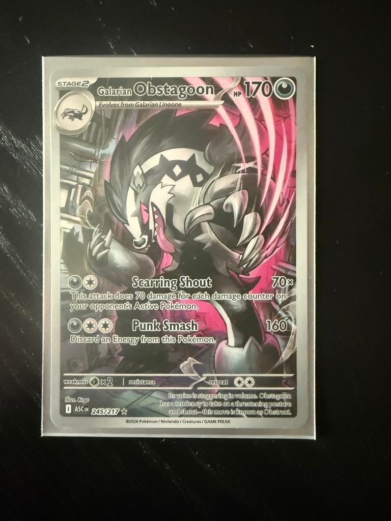 Pokémon Kaart: Galarian Obstagoon  (245/217) ASCENTED HEROES, Ophalen of Verzenden, Nieuw, Losse kaart