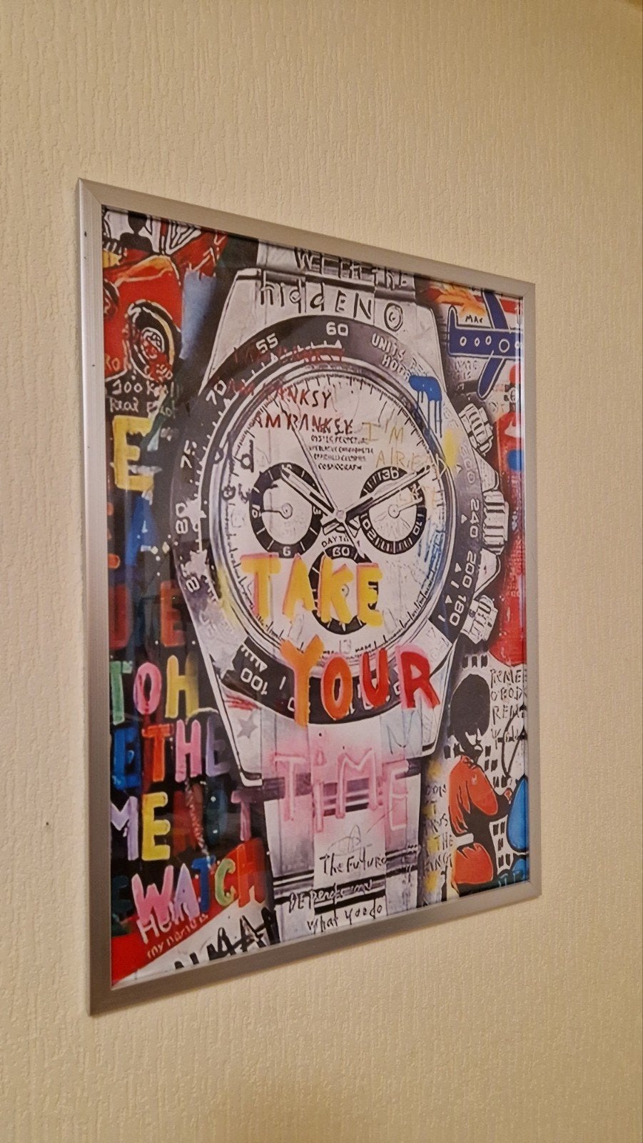 Modern schilderij: 'Take Your Time' met horloge, Overig onderwerp, Ophalen of Verzenden, Print, Overige materialen