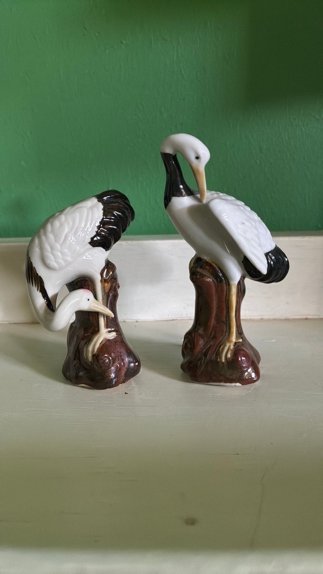 Vintage Porseleinen/Aardewerken Kraanvogels (2 stuks), Ophalen of Verzenden