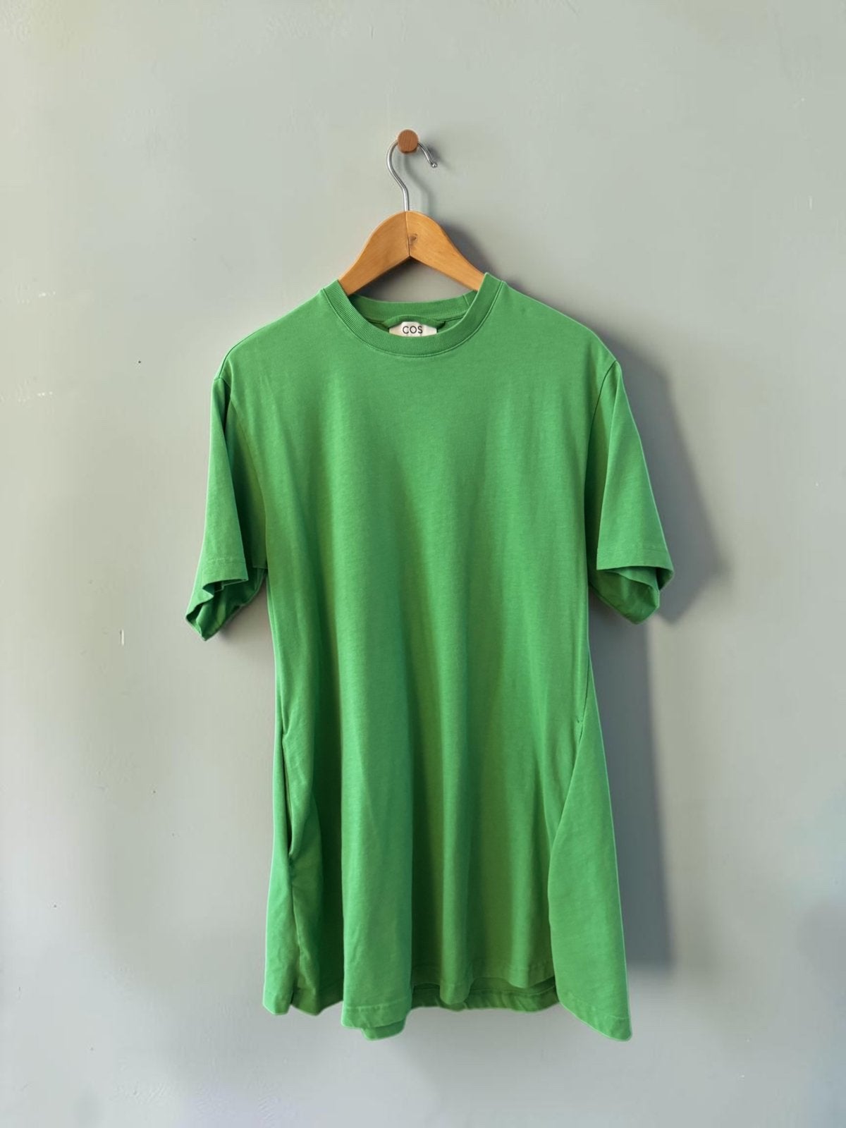 COS groen longline T-shirt jurk katoen XS S 34 36, Ophalen of Verzenden, Zo goed als nieuw, Korte mouw, Maat 34 (XS) of kleiner