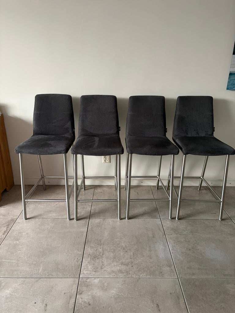 Set van 4 Henders en Hazel barkrukken antreciet, Ophalen, Gebruikt, Met voetsteun, 90 cm of meer