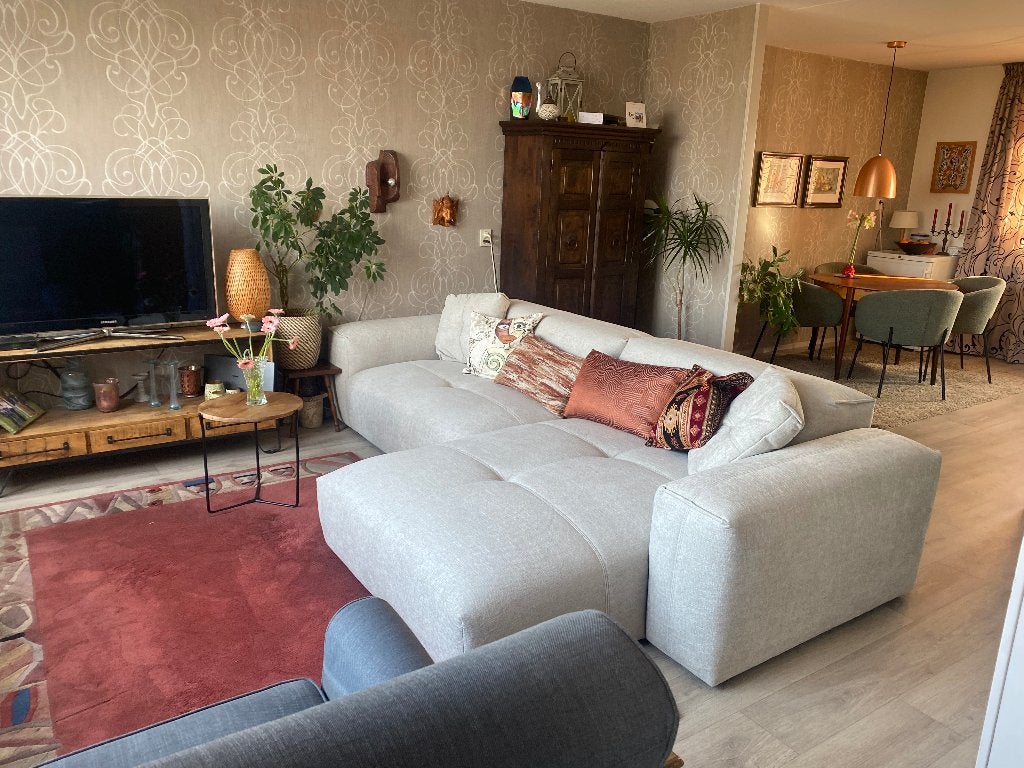 Prachtige Montel Livo bank met loungedeel, zo goed als nieuw, Ophalen, Zo goed als nieuw, Stof, Modern