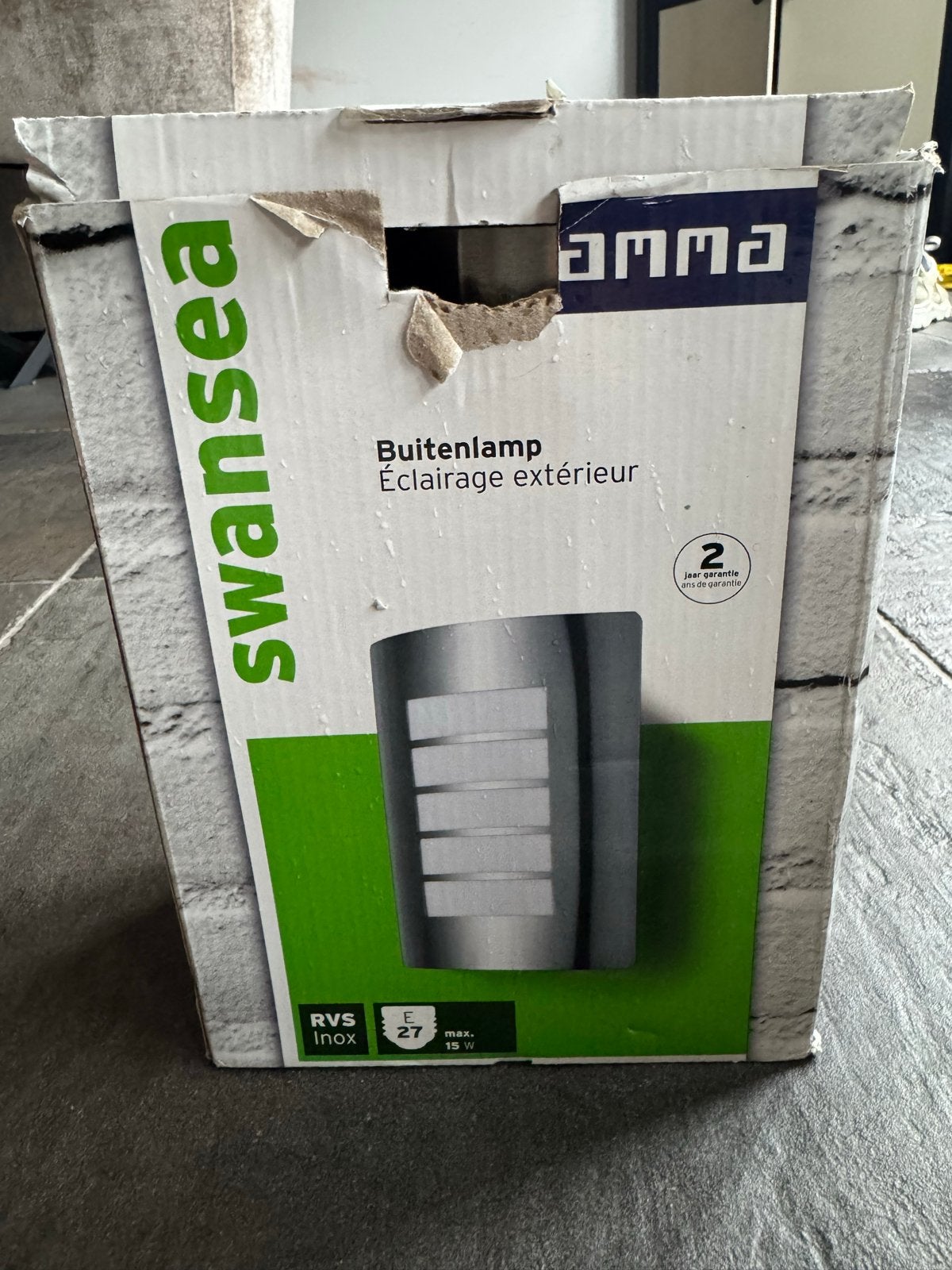Swansea Buitenlamp RVS E27 max 15W, Tuin en Terras, Minder dan 50 watt, Wandlamp, Nieuw, Ophalen of Verzenden