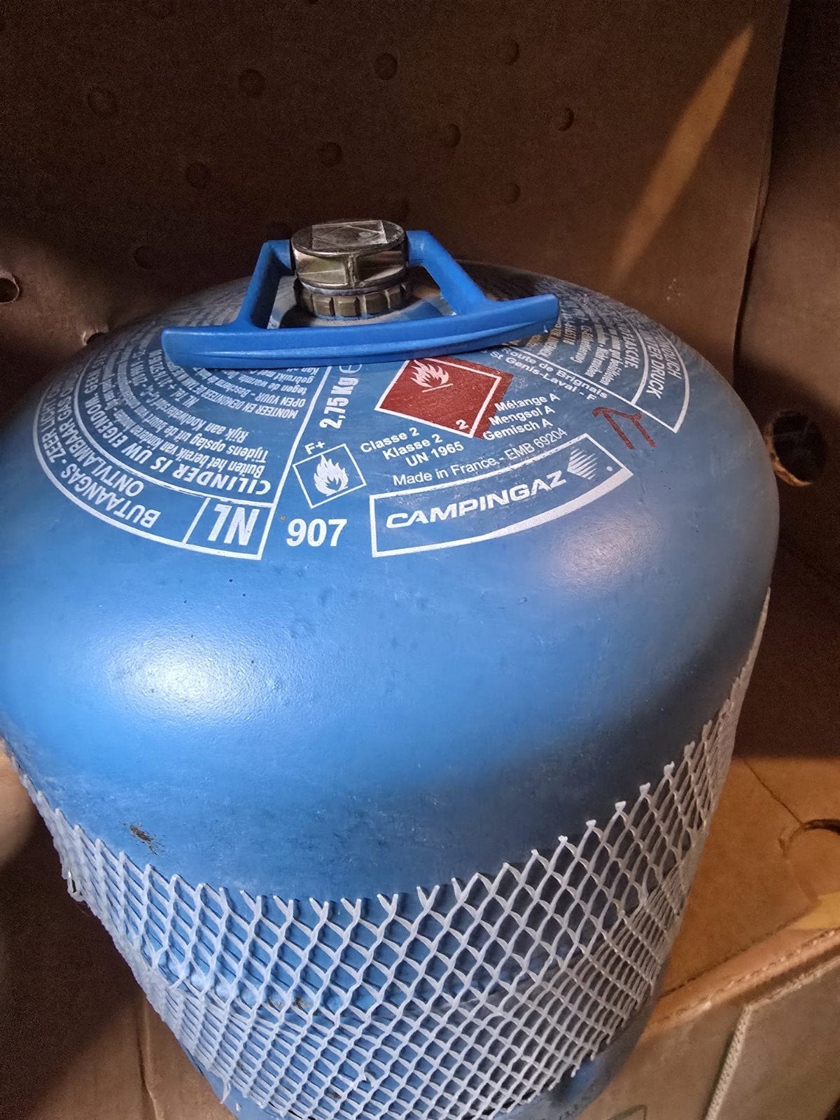 2x 907 Campingaz gasfles 2.75kg met regelaar, Ophalen, Gebruikt