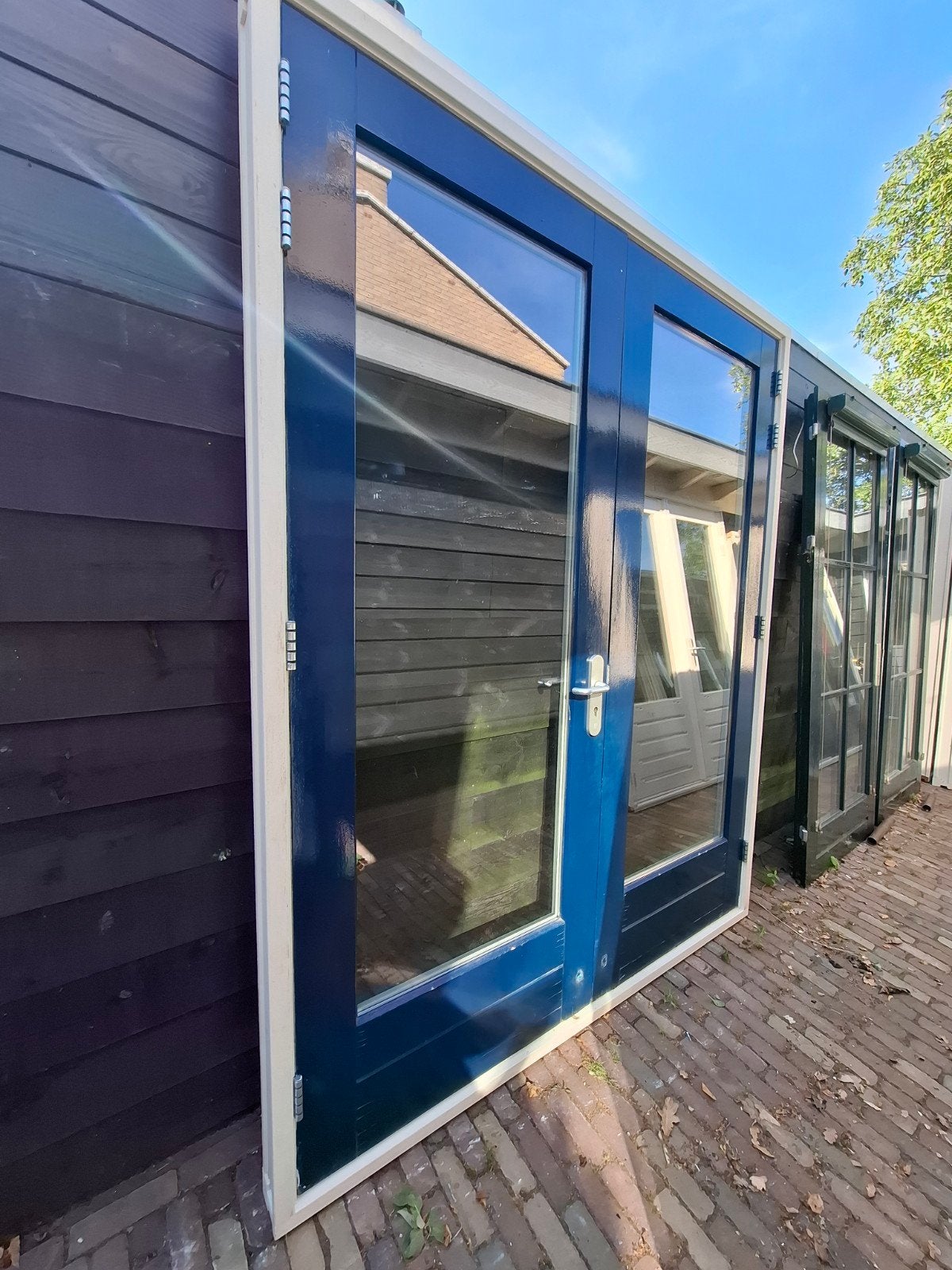 Openslaande tuindeuren dubbel glas deuren terrasdeuren pui, Ophalen, Deurkozijn, 225 cm of meer, Zo goed als nieuw