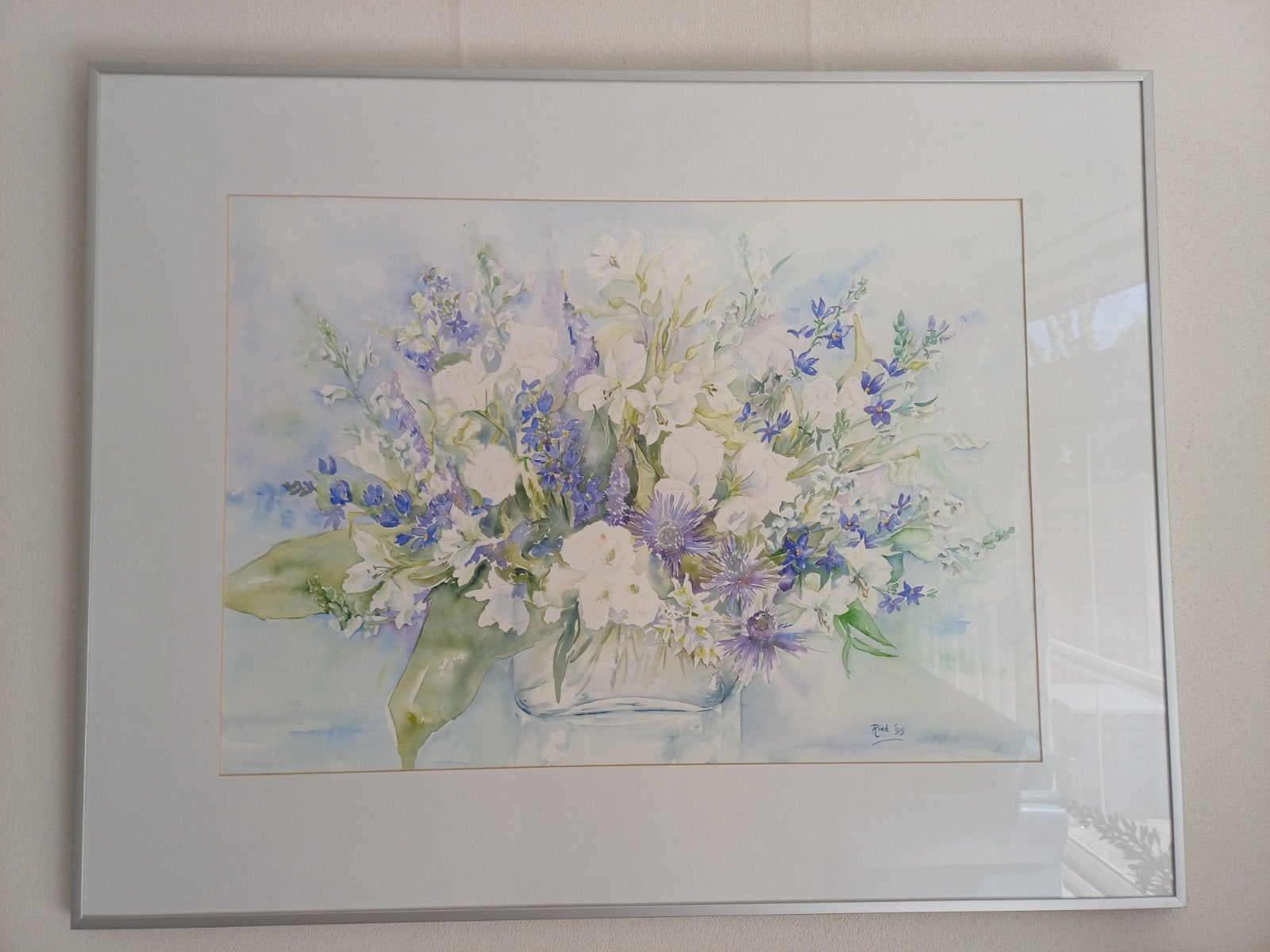 4x aquarel bloemen waarvan 1x grote en 1x poortje, Papier, Origineel werk, Ophalen, Bloemen