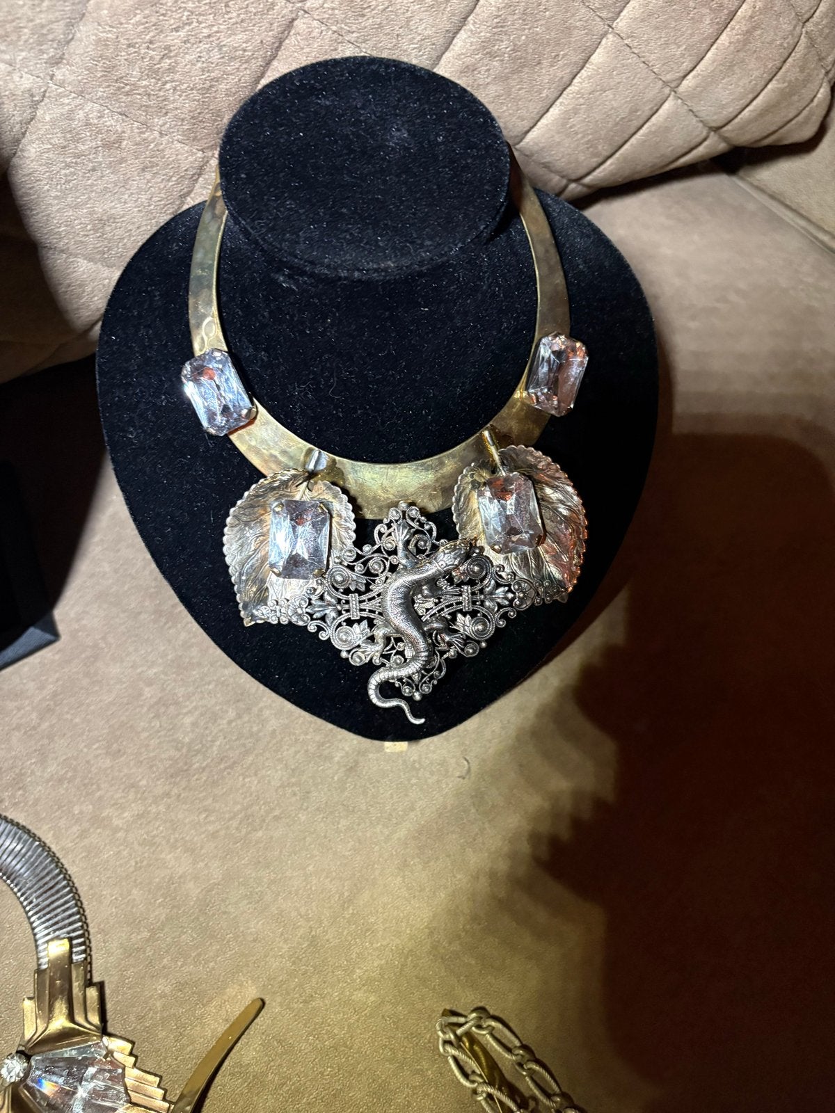 Ermani Bulatti ketting met kristallen en slangendetail, Sieraden, Tassen en Uiterlijk, Met kristal, Overige materialen, Gebruikt