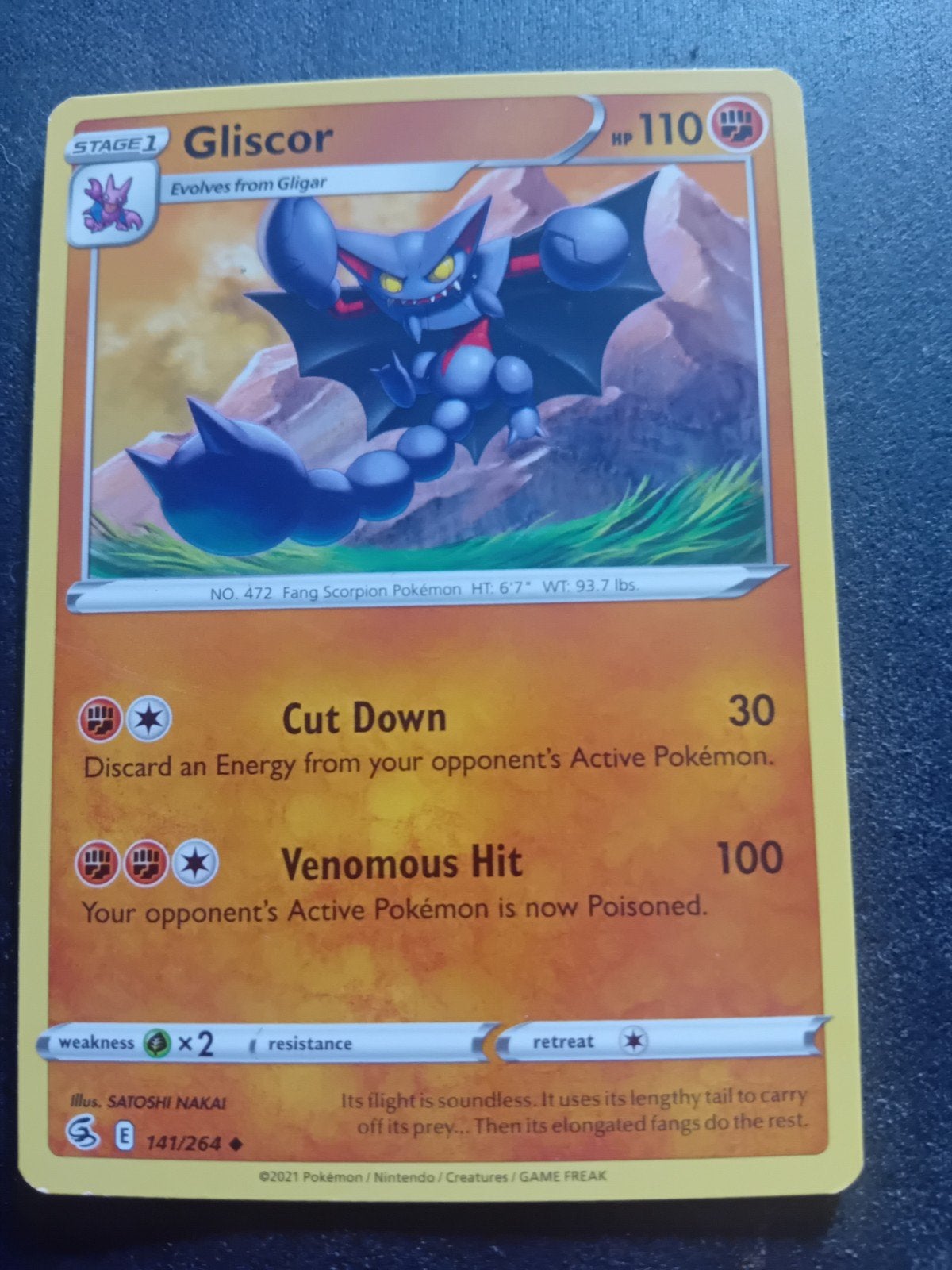 Pokémon Kaart Gliscor 141/264 - Zeldzaam!, Ophalen of Verzenden, Zo goed als nieuw, Losse kaart, Foil