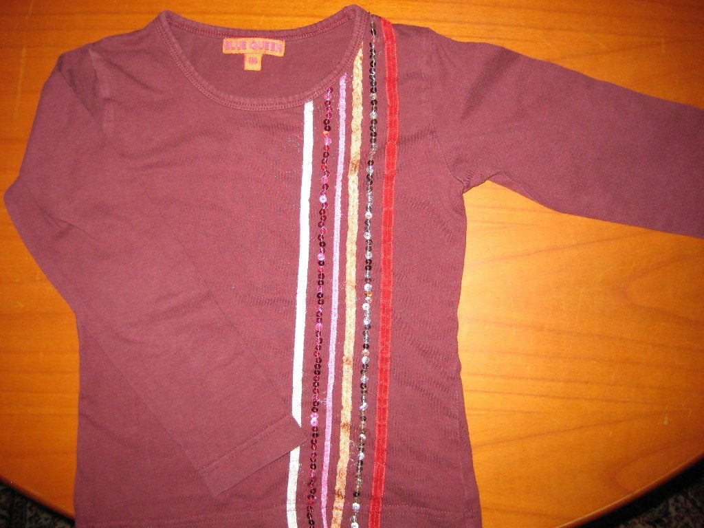 Rood-bruin shirt, 116, Blue Queen, Kinderen en Baby's, Kinderkleding | Maat 116, Ophalen of Verzenden, Zo goed als nieuw, Meisje