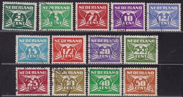 4815 - Nederland nvph 379/391 gestempeld , Vliegende duif, Postzegels en Munten, Verzenden, T/m 1940, Gestempeld