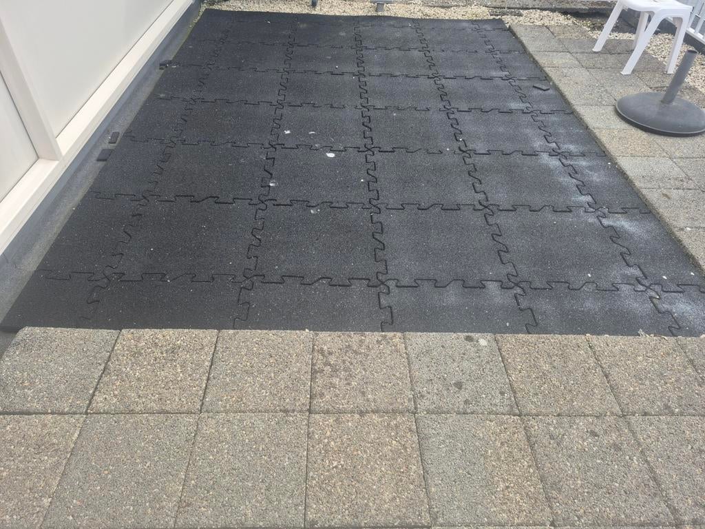 Rubberen tegels, Tuin en Terras, Tegels en Klinkers, Gebruikt, Overige typen, Rubber, Ophalen of Verzenden