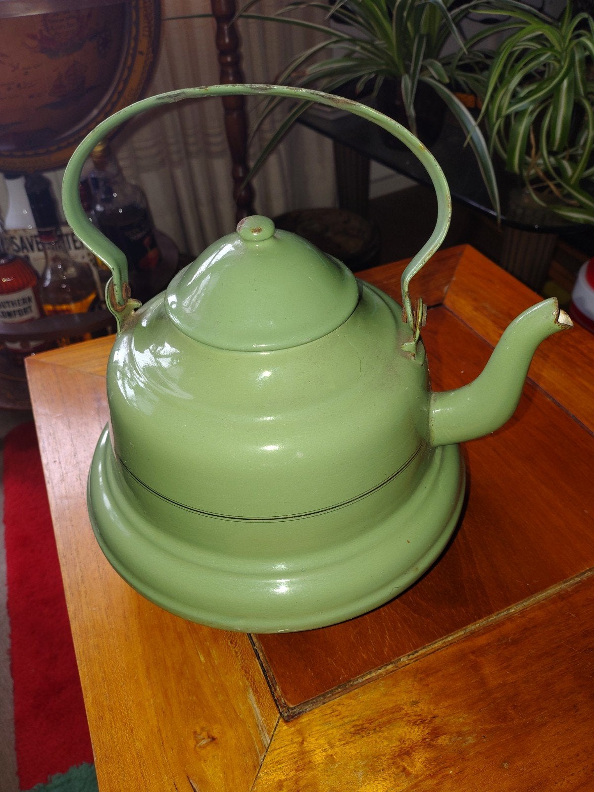 Vintage Groene Emaille Waterketel - Retro Keuken, Antiek en Kunst, Ophalen of Verzenden