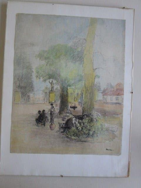 Ingelijst aquarel Jan Heesters, Antiek en Kunst, Overige stijlen, Ophalen of Verzenden, Landschap, Aquarel