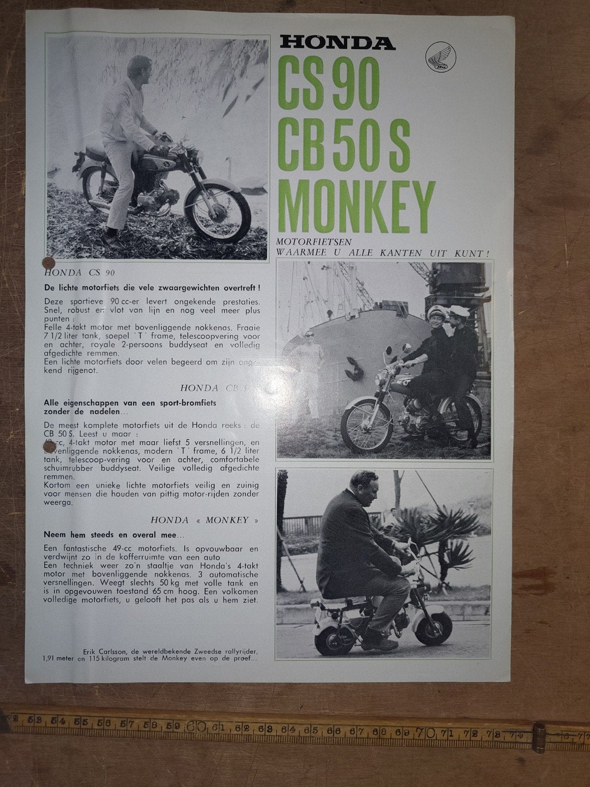 Folder Honda CS90, CB50 en Monkey 1967, Ophalen of Verzenden, Gebruikt
