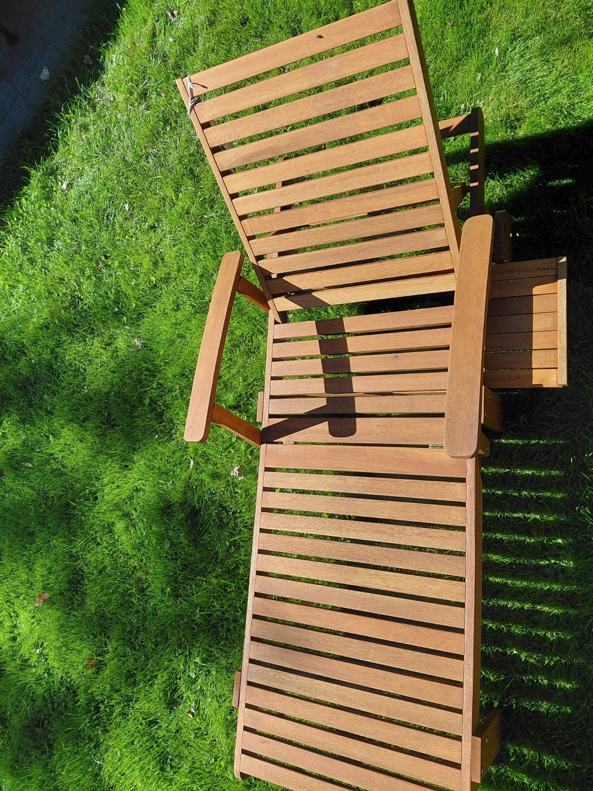 hardhouten verstelbare/ inklapbare ligstoel, Tuin en Terras, Ophalen of Verzenden, Hout