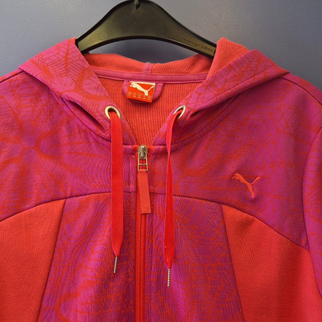 Puma vest / trainingsjack roze rode combo + print L 51316, Puma, ., Ophalen of Verzenden, Zo goed als nieuw