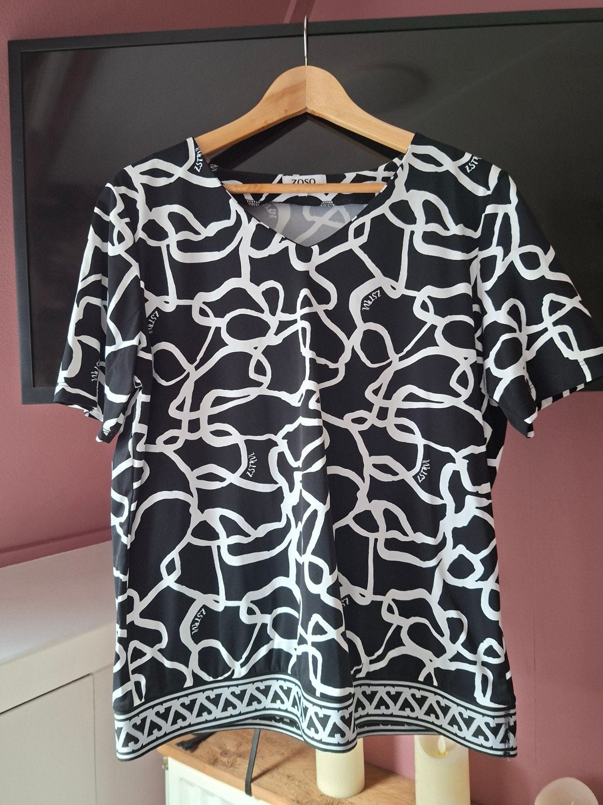 ZOSO Zwart-wit shirt met korte mouwen, maat XL, ZOSO, Zwart, Maat 46/48 (XL) of groter, Ophalen of Verzenden