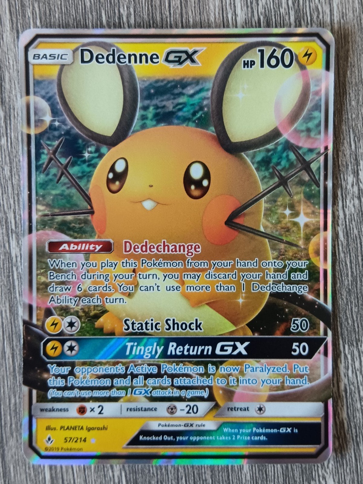 Dedenne GX Unbroken Bonds, Hobby en Vrije tijd, Verzamelkaartspellen | Pokémon, Zo goed als nieuw, Losse kaart, Foil, Ophalen of Verzenden