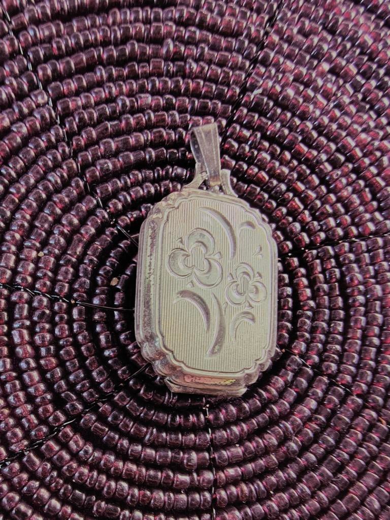Zilver medaillon, Sieraden, Tassen en Uiterlijk, Kettinghangers, Gebruikt, Ophalen of Verzenden, Bloem of Plant, Zilver