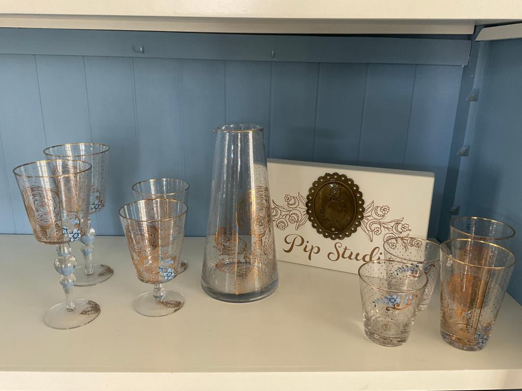 Pip Studio glazen set met kan - Zo goed als nieuw, Glas of Glazen, Nieuw, Ophalen of Verzenden, Glas