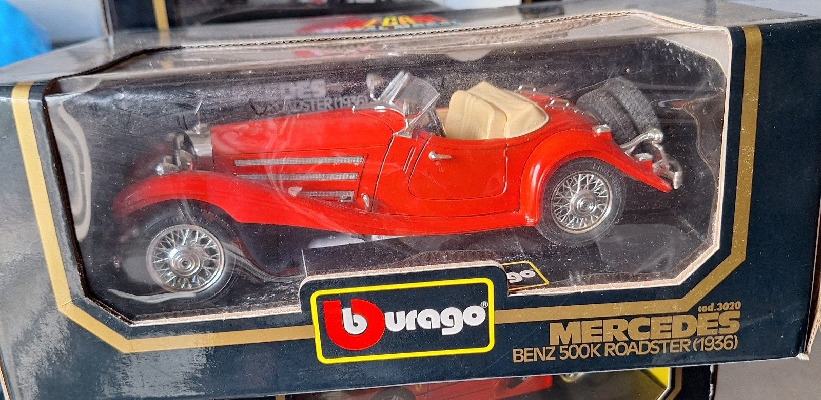 burago mercedes benz 500k roadster 1936, Hobby en Vrije tijd, Ophalen of Verzenden, Zo goed als nieuw, Auto, Bburago