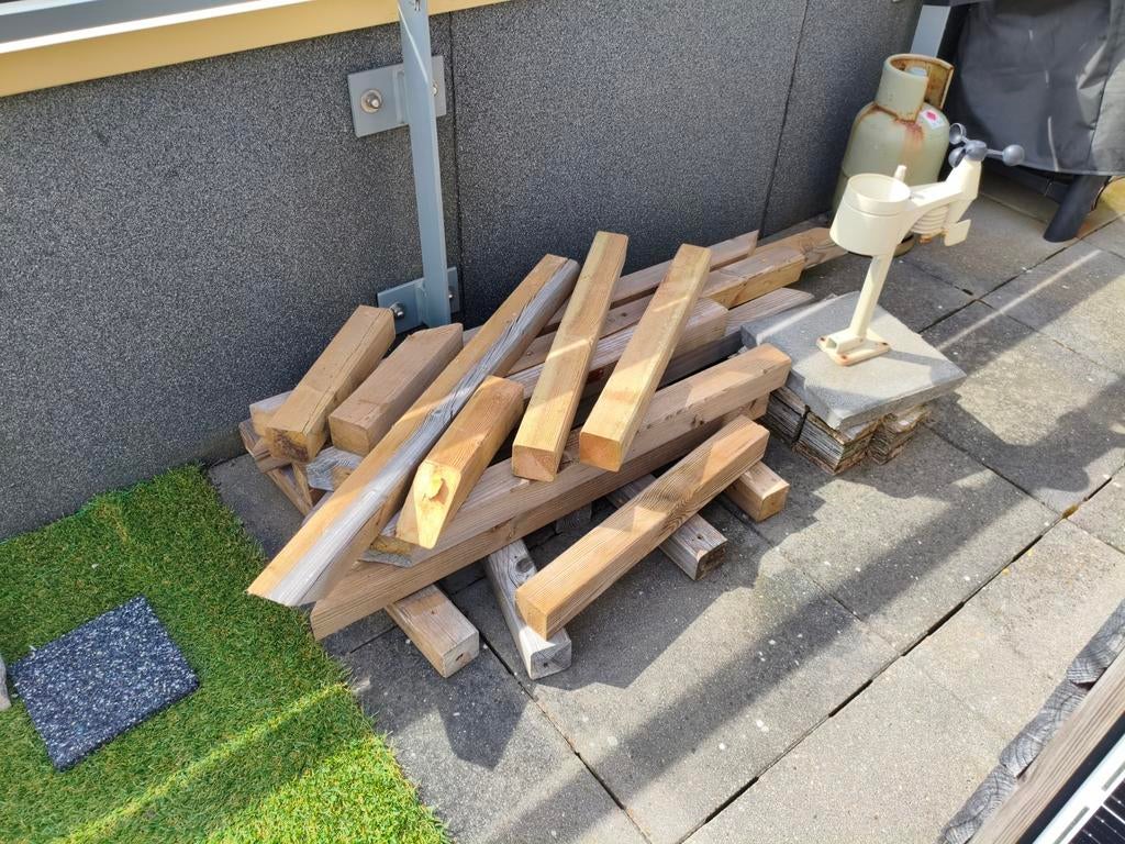 Tuin hout (geïmpregneerd tuinhout) - kopmaat ~ 65x65mm, Gebruikt, Overige typen, 50 mm of meer, Ophalen